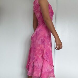 Vintage Pink Floral Midi Dress